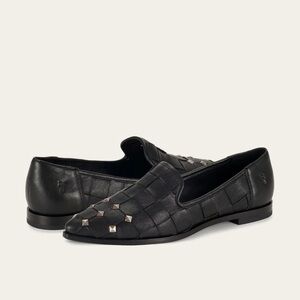 New Frye Kenzie Studded Loafers Black Sz US 9